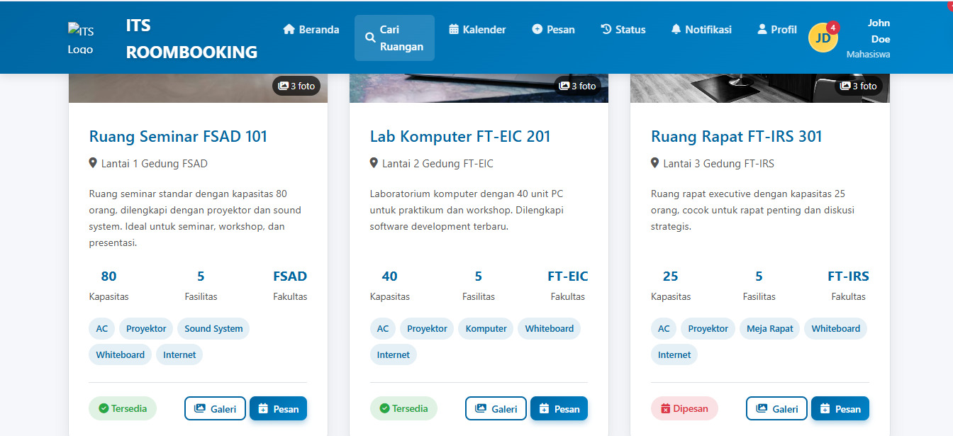 ITS ROOMBOOKING Website